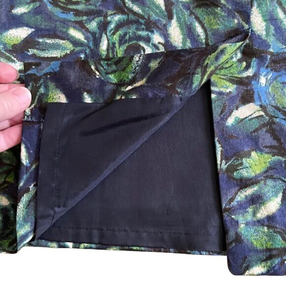LOFT Ann Taylor Blue Green Floral Roses Pencil Skirt 4 - Picture 3 of 5